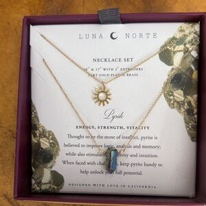 Luna Norte Gold and Blue Pyrite Necklace Set